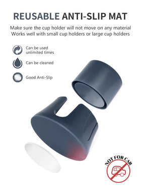 Anti-slip mat under coaster prevents wobble on a desk
