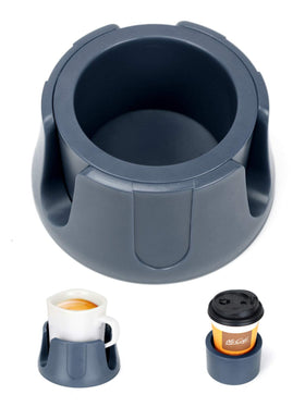CUBE TECH anti-spill cup holder stabilizes a drink on a table