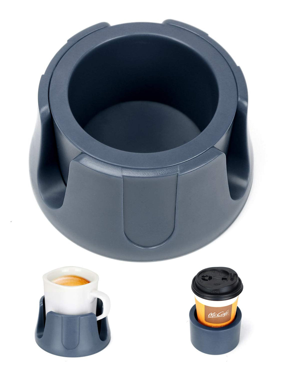 CUBE TECH anti-spill cup holder stabilizes a drink on a table
