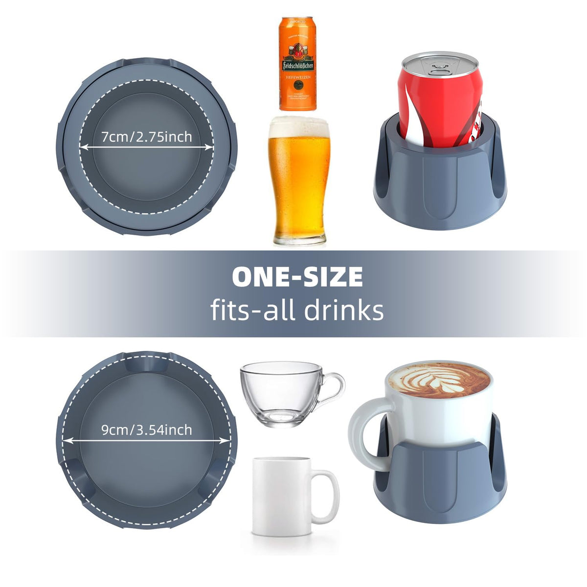 Large cup slot fits up to 90 mm for mugs