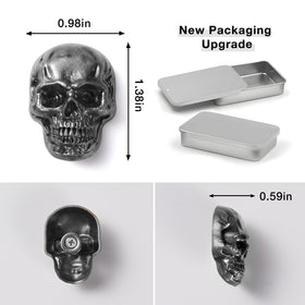 Cucaledo skull magnets metal box packaging for gift-ready presentation.