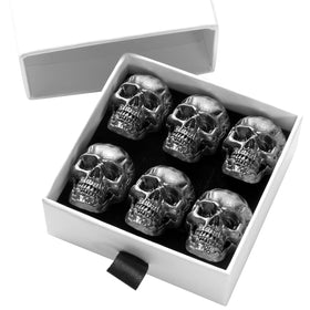 Cucaledo skull magnets set of six in black finish with strong hold on metal surfaces.