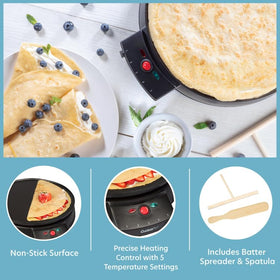 Batter spreader included with CucinaPro crepe maker for even batter distribution