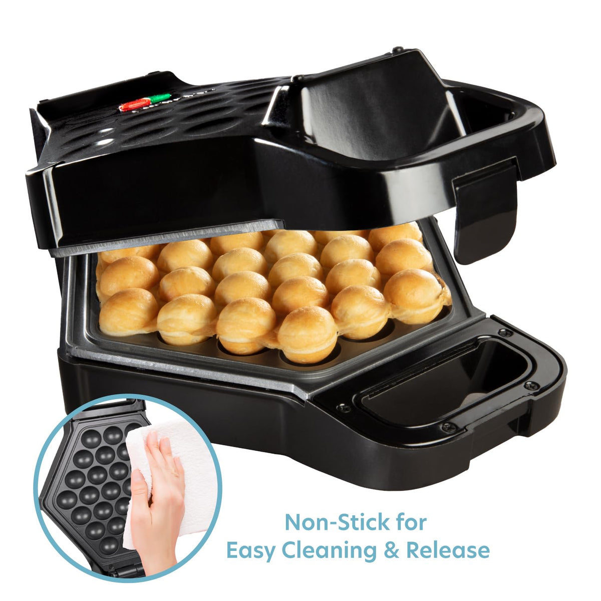 CucinaPro Bubble Waffle Maker recipe guide included for creative flavor ideas.