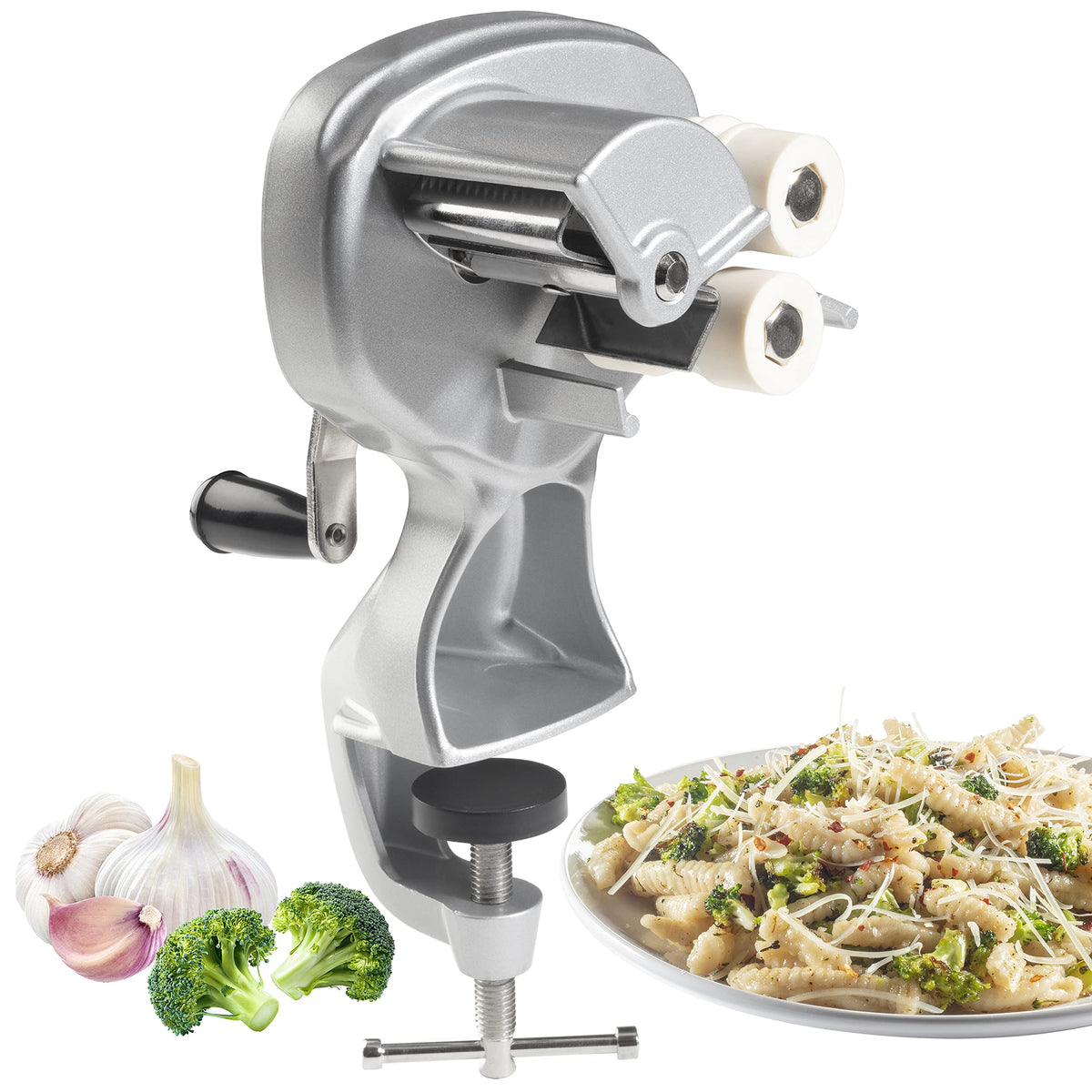 CucinaPro Cavatelli Maker with easy-clean rollers for smooth pasta prep
