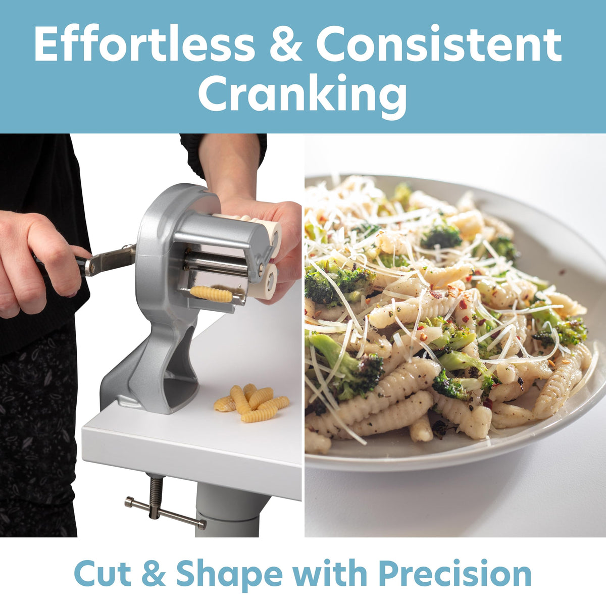 Forming shells and gnocchi in the CucinaPro pasta maker