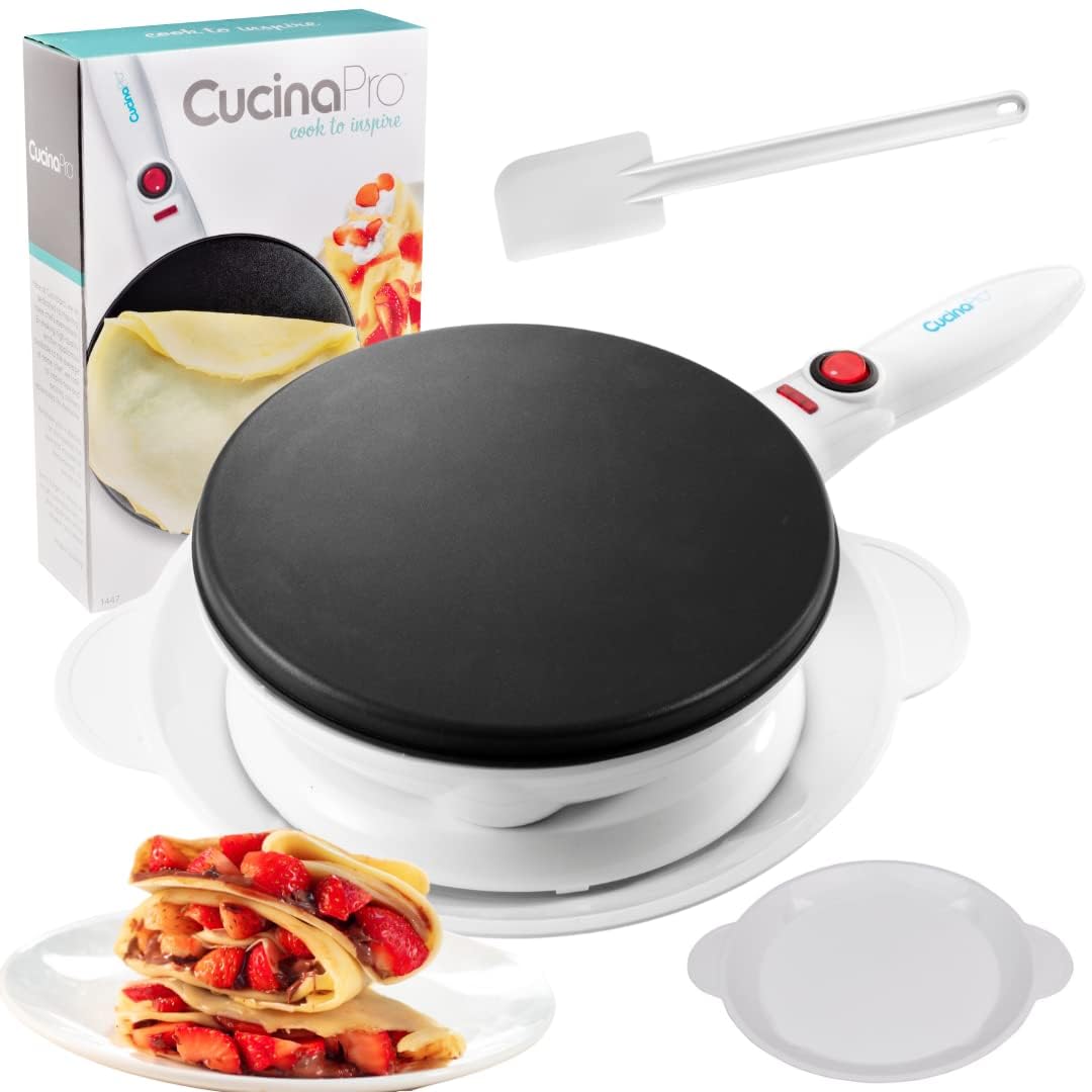 CucinaPro cordless crepe maker base heats evenly for ultra-thin crepes