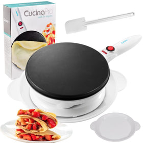 CucinaPro cordless crepe maker base heats evenly for ultra-thin crepes