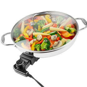 CucinaPro electric skillet with stainless steel body for quick, even cooking