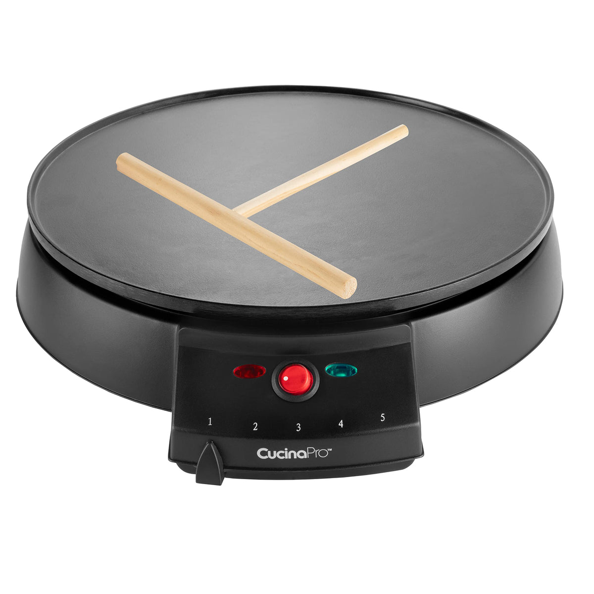Nonstick surface of CucinaPro crepe maker allows easy release and quick cleanup
