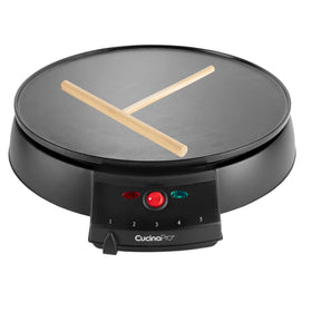 Nonstick surface of CucinaPro crepe maker allows easy release and quick cleanup
