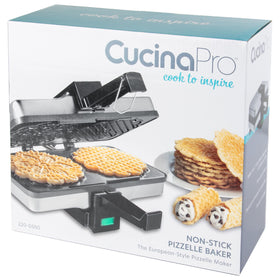 CucinaPro Pizzelle Maker has a compact, space-saving design.