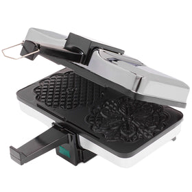 CucinaPro Pizzelle Maker provides even heating for consistent golden pizzelle.