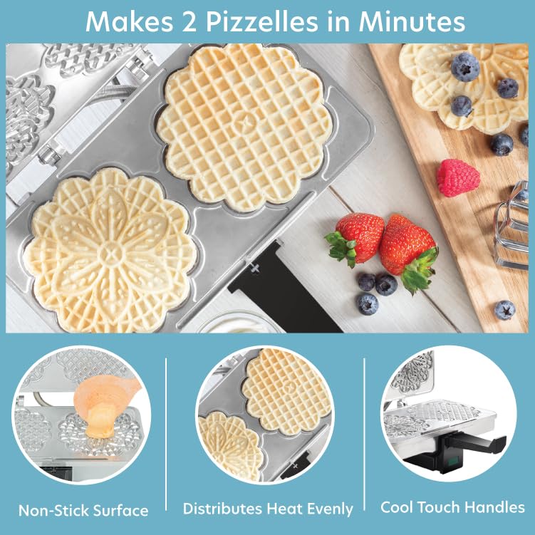 CucinaPro pizzelle maker polished plates deliver crispy, golden pizzelle for traditional texture