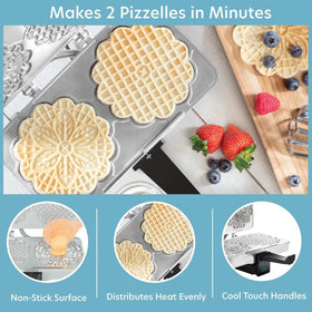 CucinaPro pizzelle maker polished plates deliver crispy, golden pizzelle for traditional texture