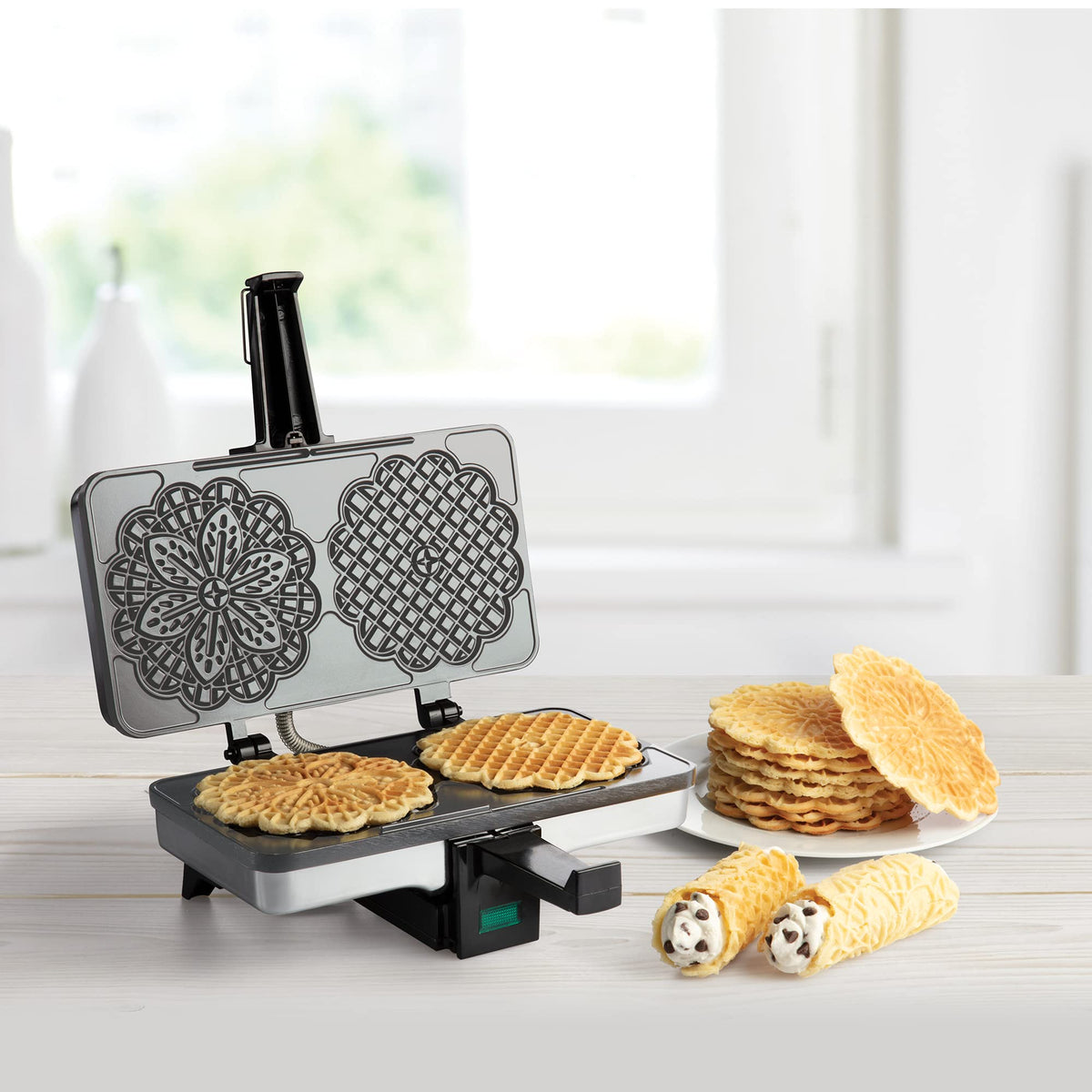 CucinaPro Pizzelle Maker includes starter recipes to begin baking today.