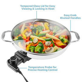 CucinaPro XL tempered glass lid to monitor progress without lifting.