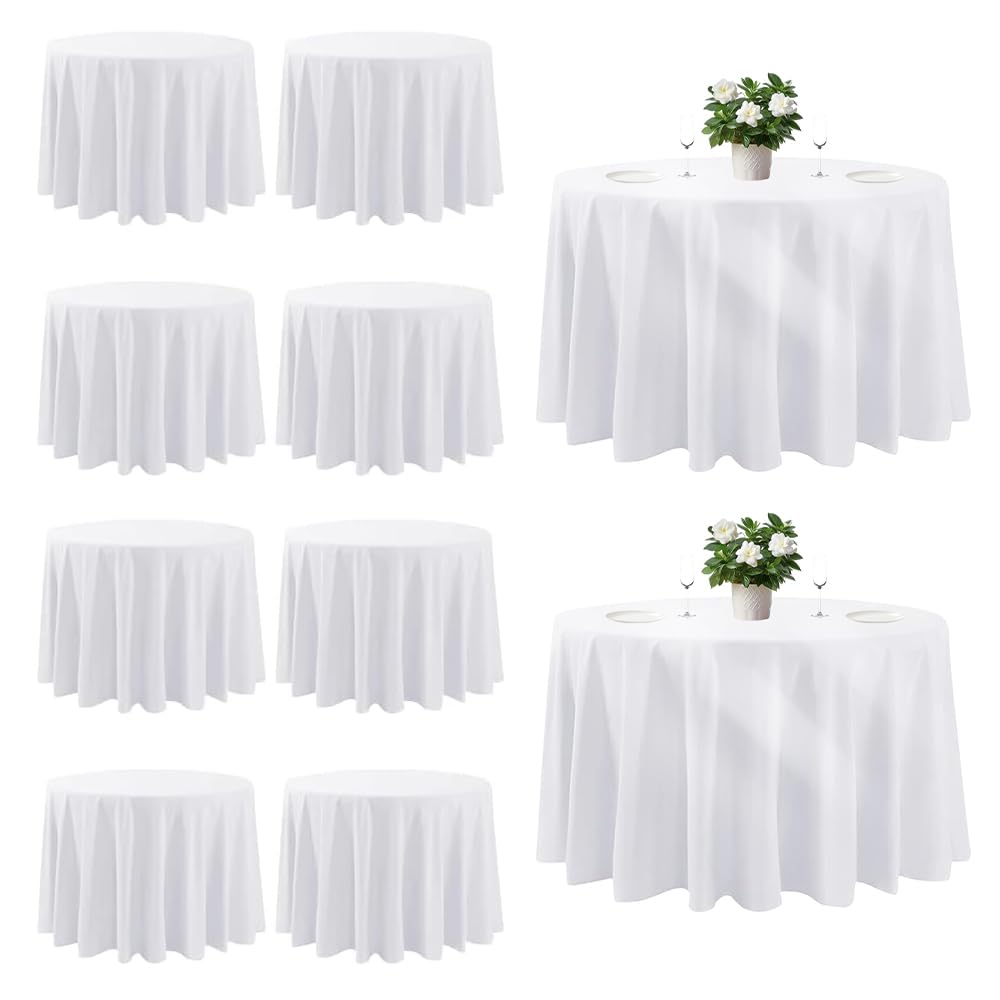 Cuckan 120-inch round tablecloth draped over a banquet table for an elegant event