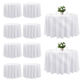 Cuckan 120-inch round tablecloth draped over a banquet table for an elegant event