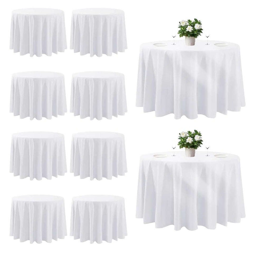 Cuckan 120-inch round tablecloth draped over a banquet table for an elegant event