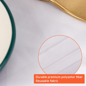 Cuckan ten-pack white tablecloths prepared for weddings, buffets, and restaurant setups