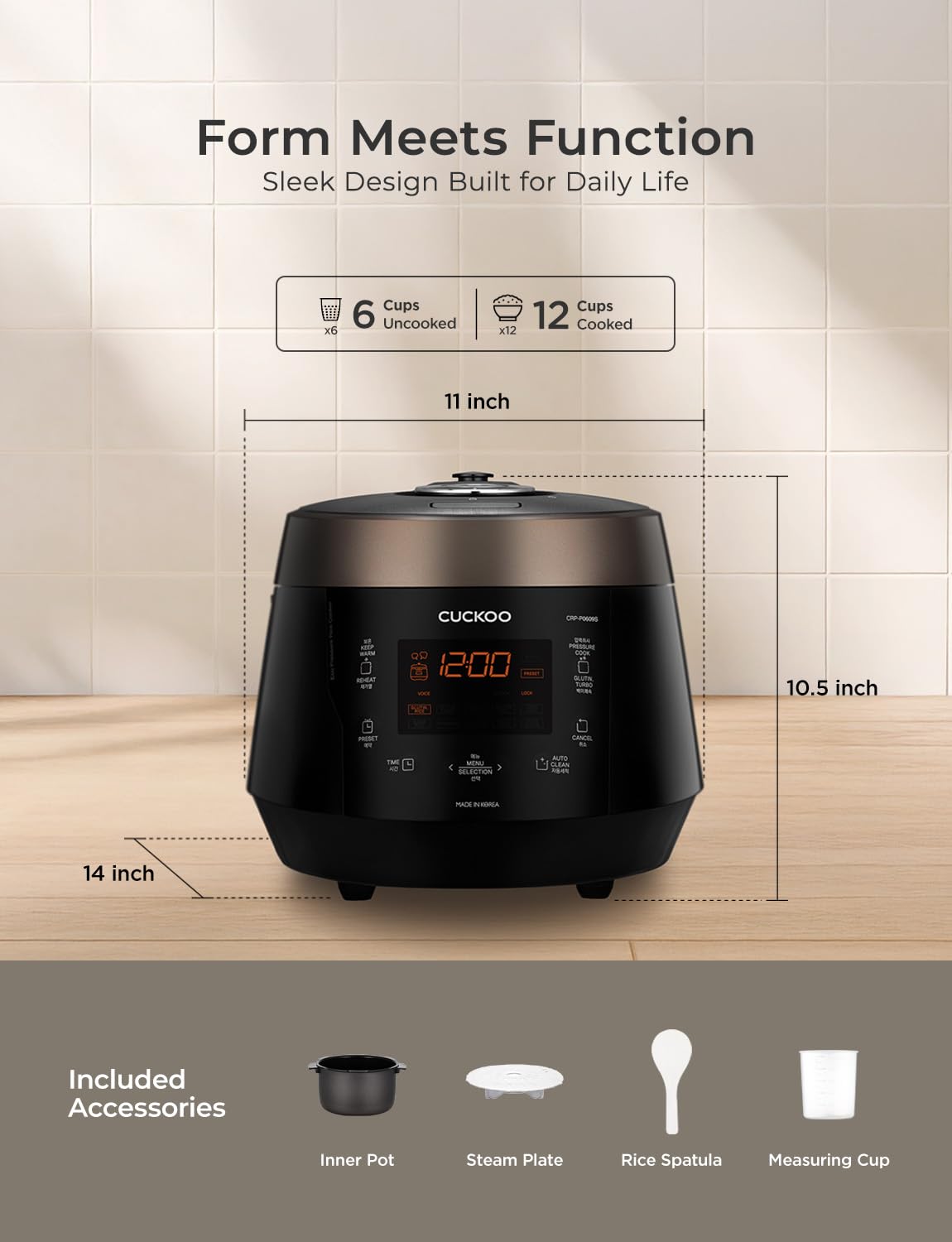 CUCKOO high-pressure rice cooker nonstick inner pot, easy cleanup and release.