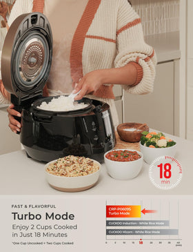 CUCKOO high-pressure rice cooker rice spatula included for serving.