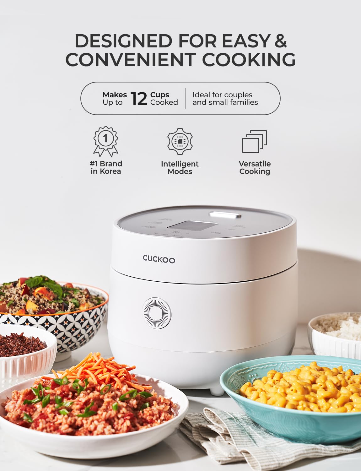 CUCKOO Micom Rice Cooker with 12-cup cooked rice for family meals