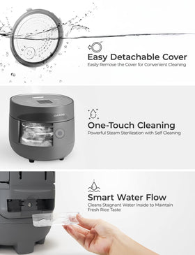 CUCKOO Micom rice cooker auto-clean feature simplifies maintenance between uses.