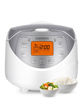 CUCKOO Micom rice cooker exterior in silver for a modern kitchen look.