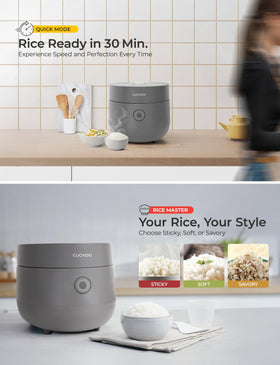 CUCKOO Micom rice cooker quick rice mode speeds weeknight meals without sacrificing texture.