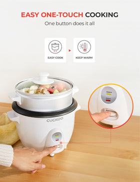 CUCKOO One Touch Rice Cooker compact footprint fits counter spaces neatly.