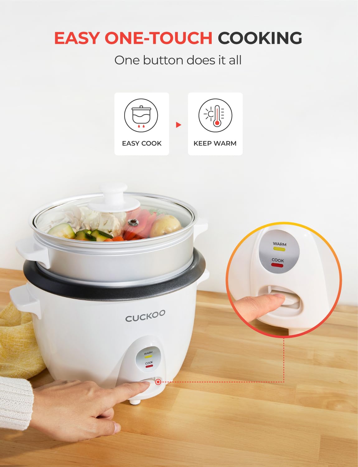 CUCKOO inner pot with measurement lines for precise cooking.