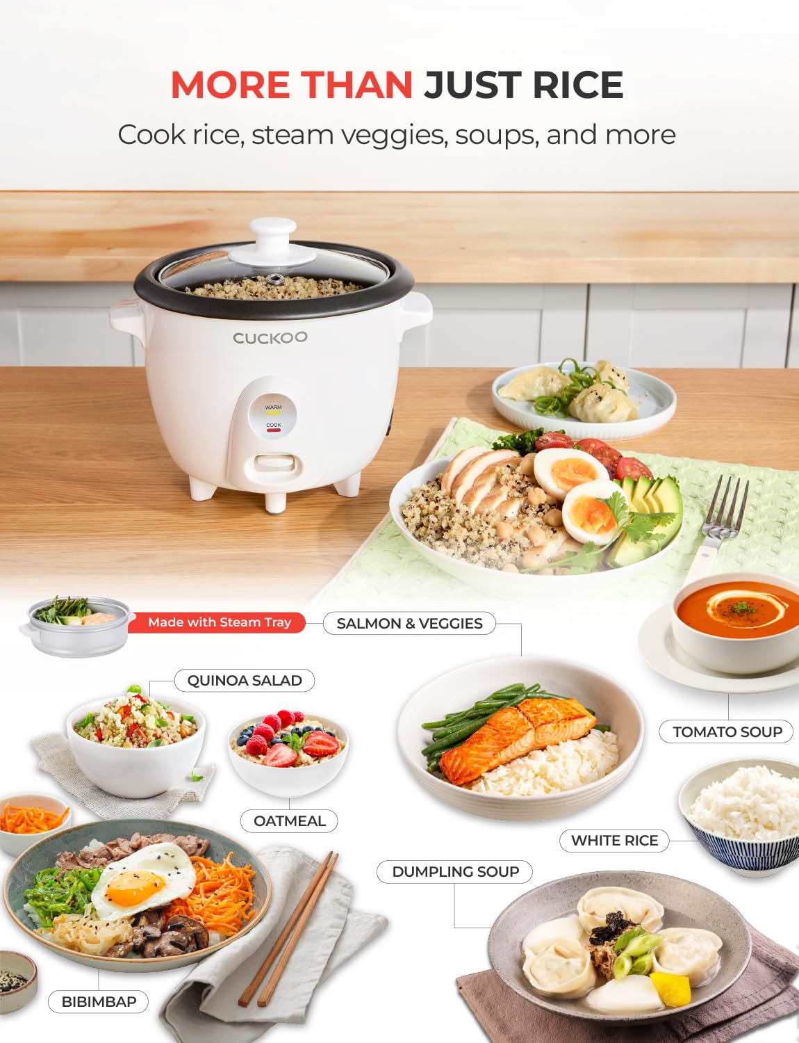 CUCKOO One Touch Rice Cooker keep-warm indicator light signals readiness to serve.