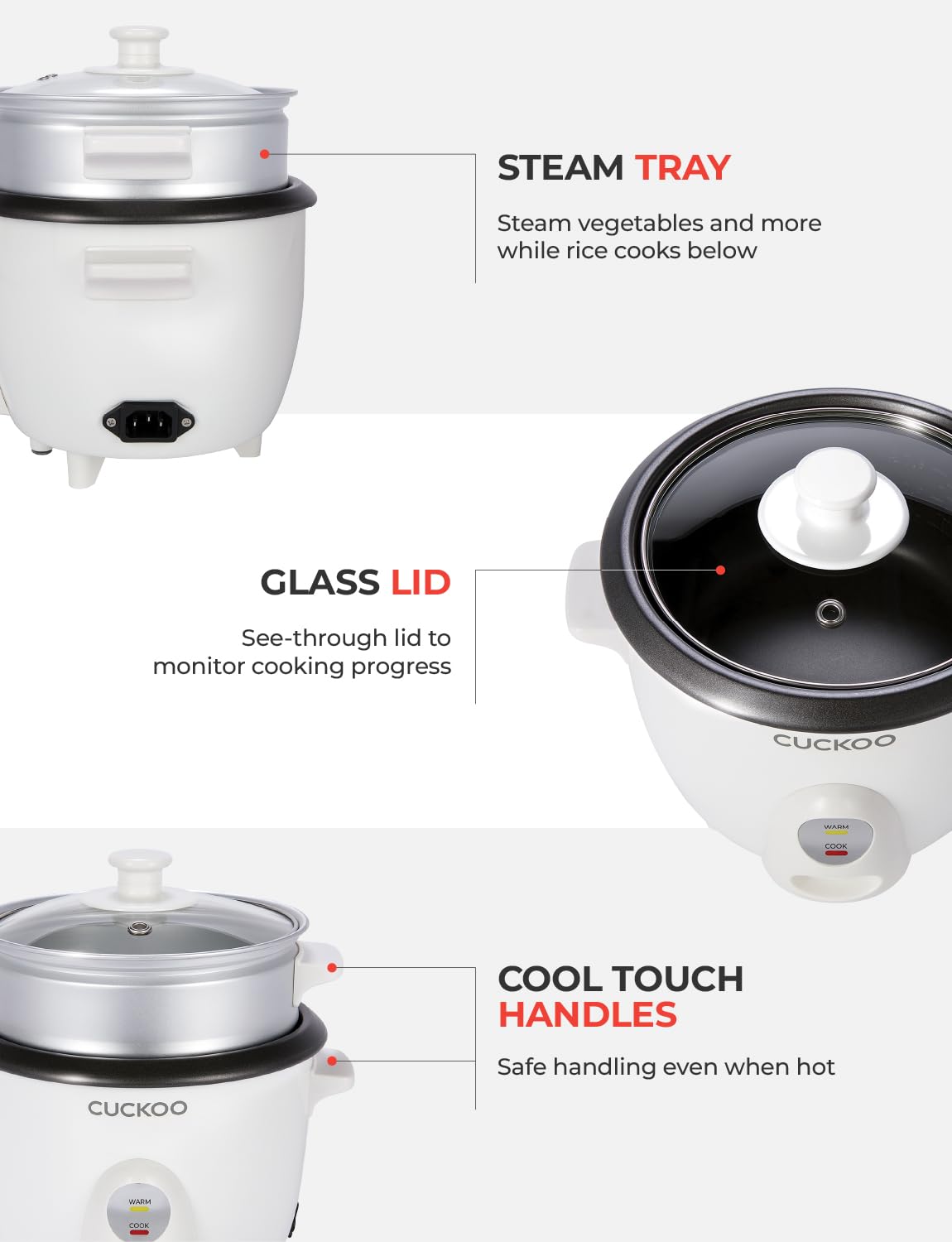 CUCKOO One Touch Rice Cooker meal-prep setup supports versatile one-pot cooking.