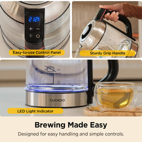 CUCKOO kettle showing multi-temperature control for precise heat