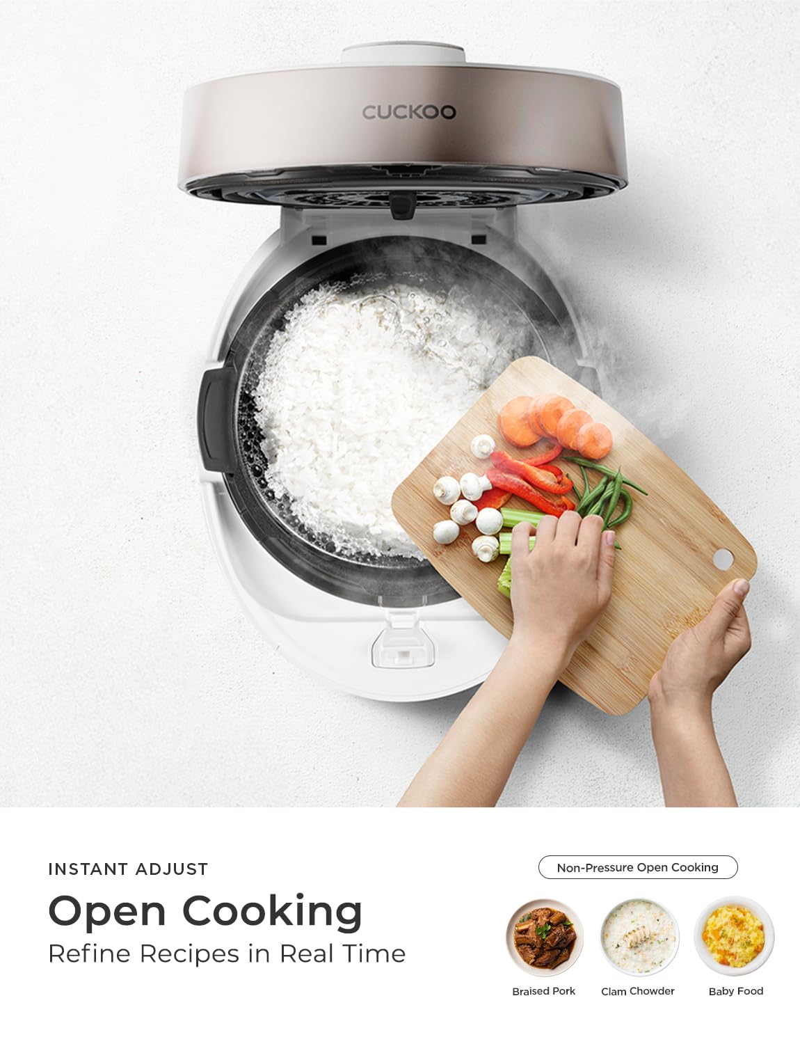 CUCKOO Twin Pressure Rice Cooker with open cooking mode for flexible meal prep