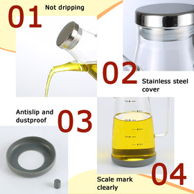Cucudoner oil dispenser silicone bottom offers stable countertop placement.