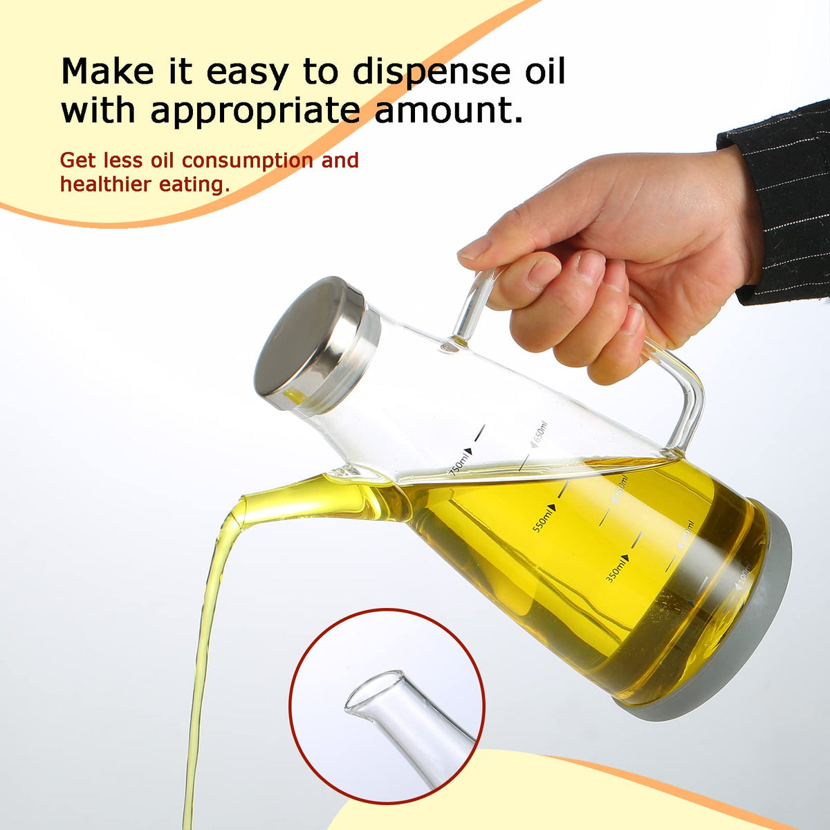 Cucudoner oil dispenser wide opening for quick refills.