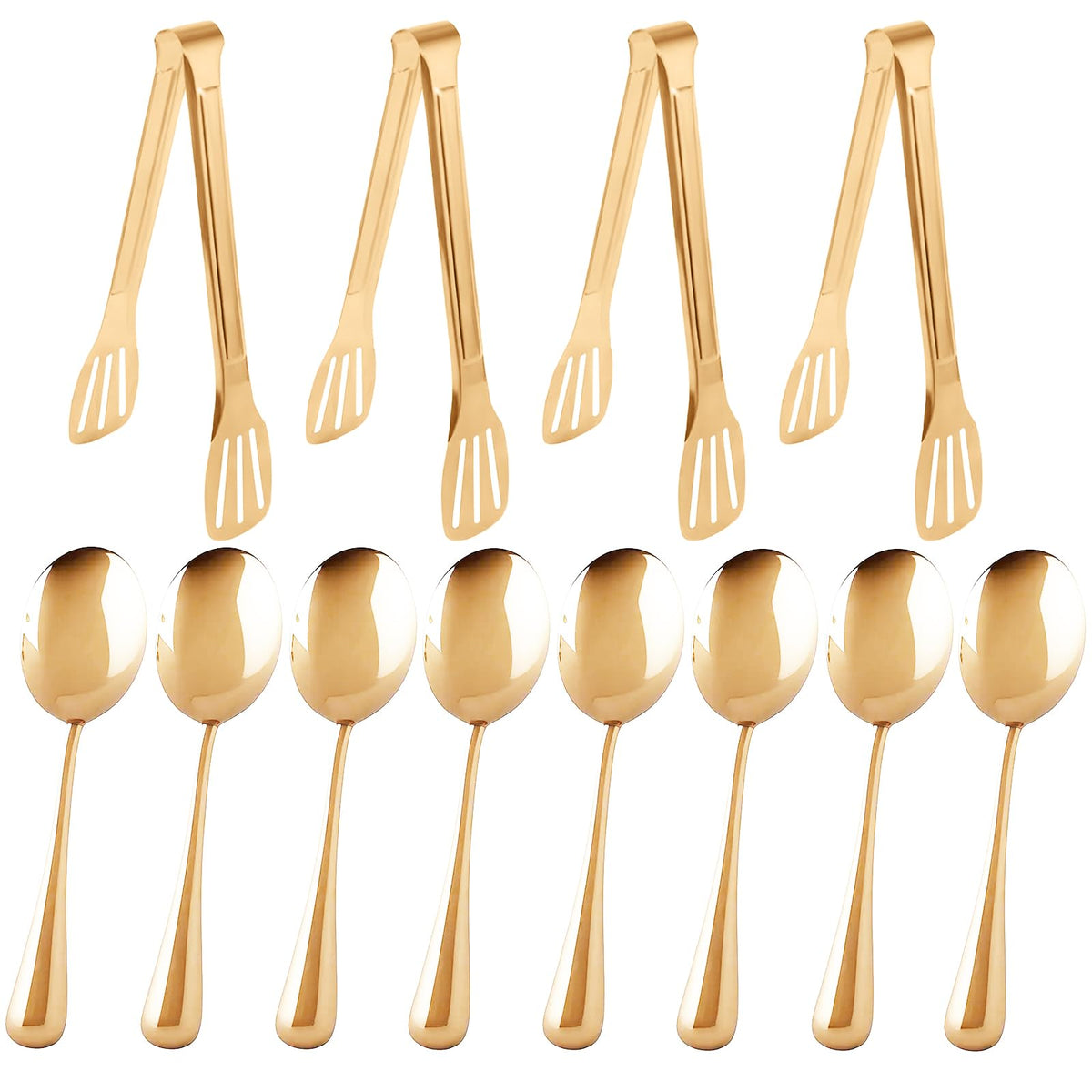 CuCuLife gold serving utensils with 8 large spoons for elegant buffet service