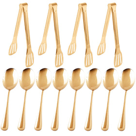 CuCuLife gold serving utensils with 8 large spoons for elegant buffet service