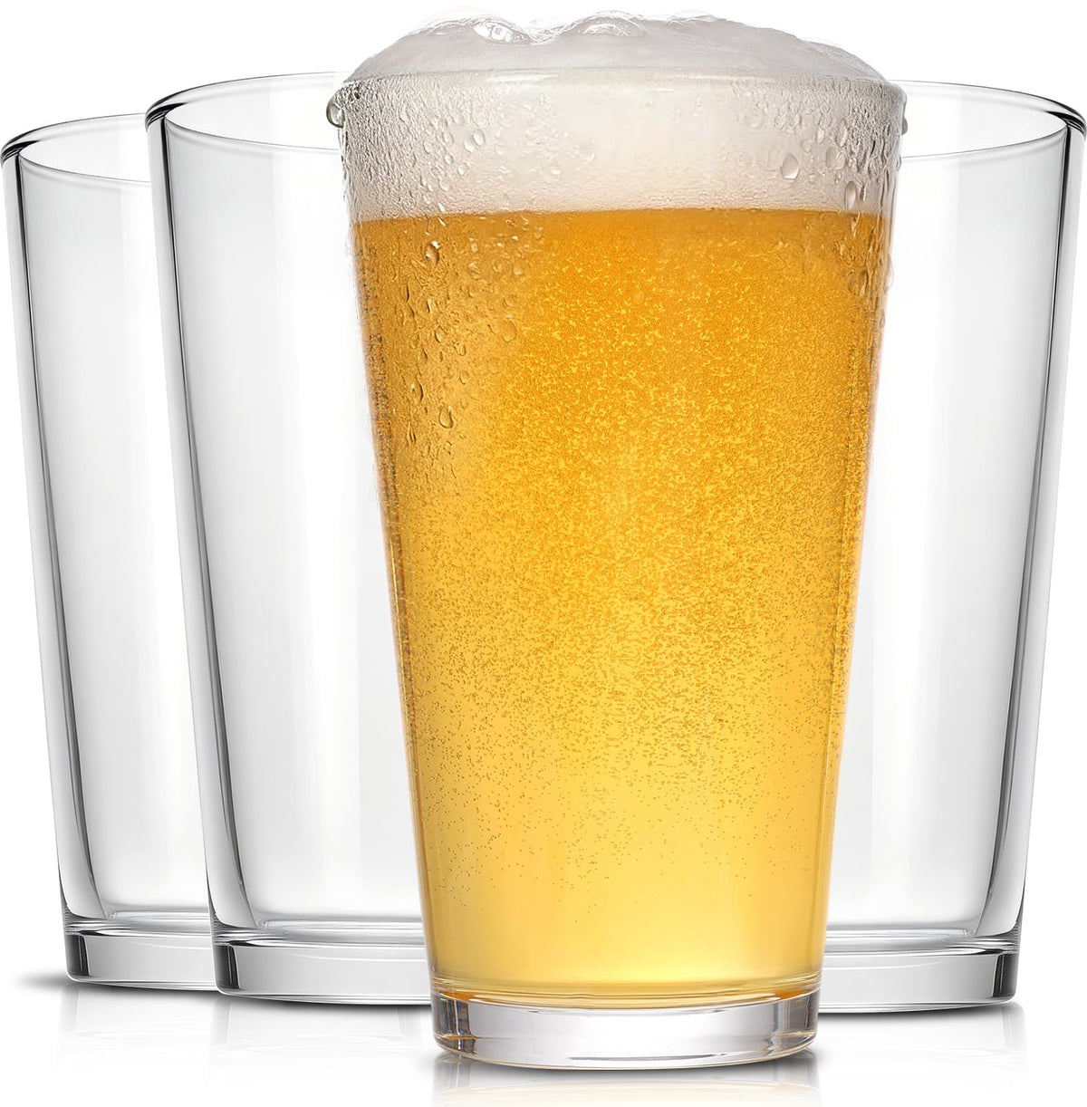 CUCUMI pint glasses 16oz clear appearance for versatile daily use.