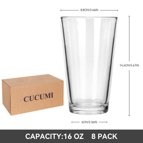 CUCUMI pint glasses with 7.5-inch height for comfortable grip.