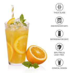 CUCUMI pint glasses with a thick base for stability.
