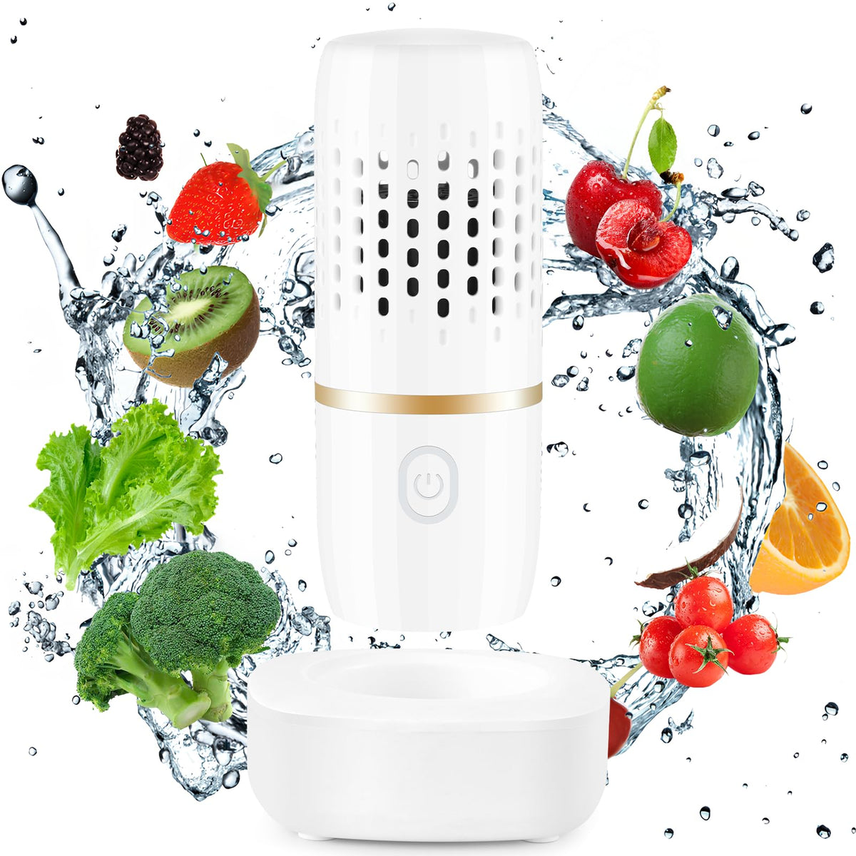 Cudinham fruit purifier in a water basin for safe produce cleaning.