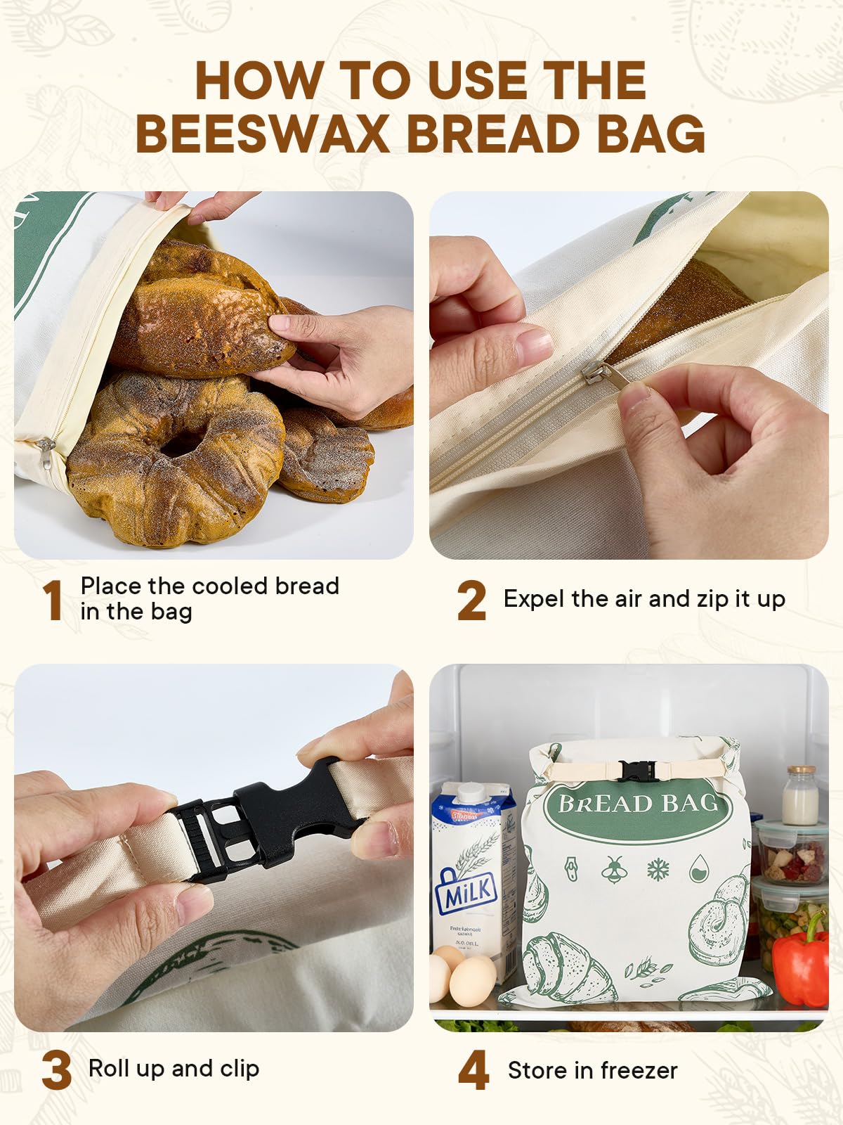 CUIJIALAHA elegant patterned bread bag in a modern kitchen setting