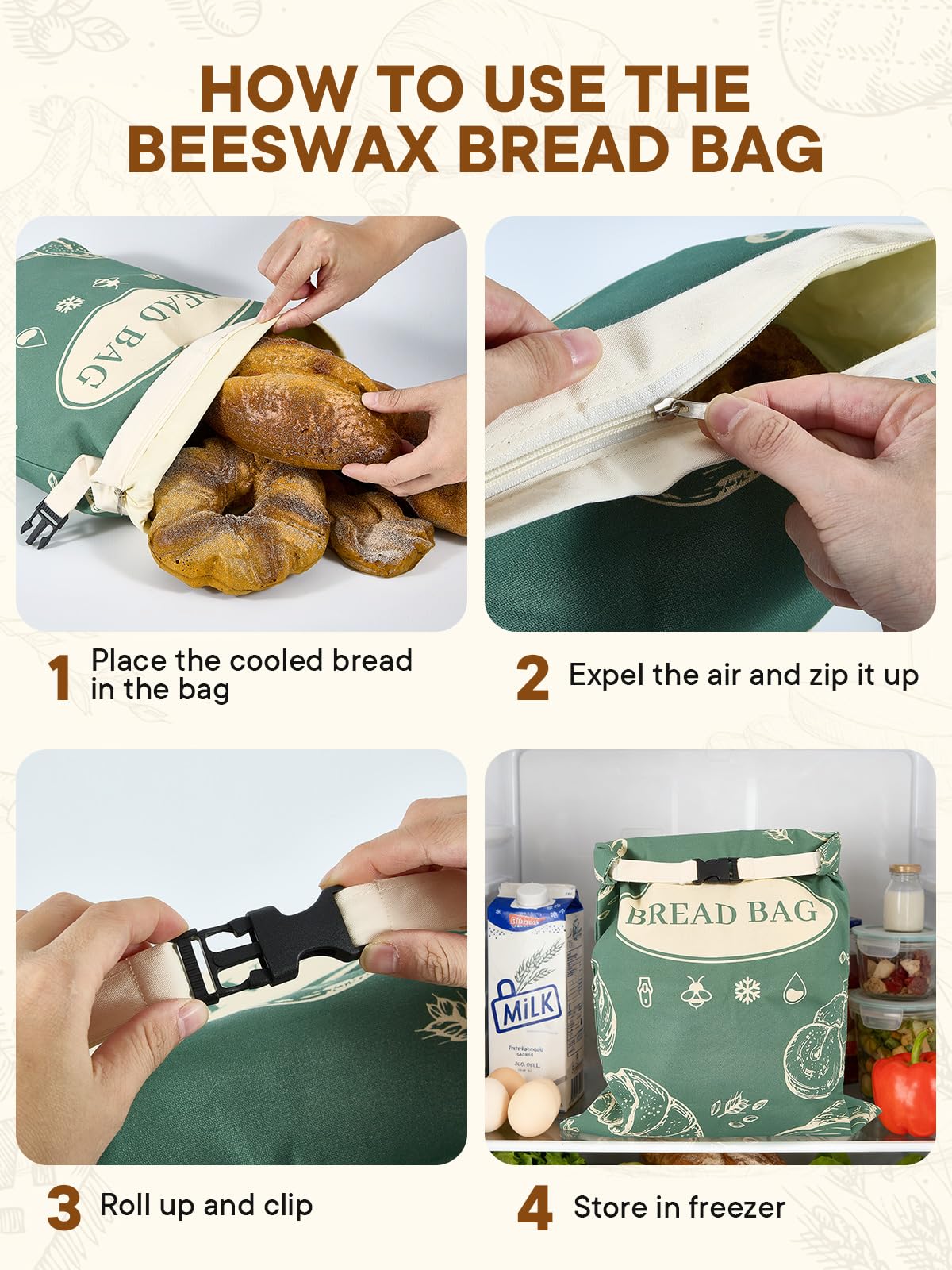 CUIJIALAHA natural beeswax coating provides breathable moisture control for crusty loaves.