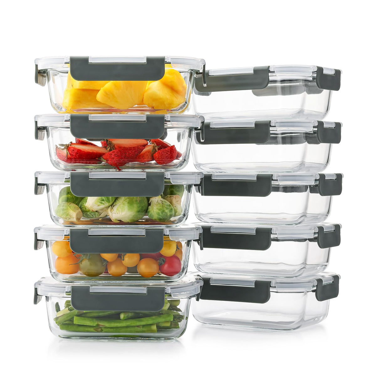 Cuiselect 10-pack glass meal prep container with lid for organized, leak-proof storage