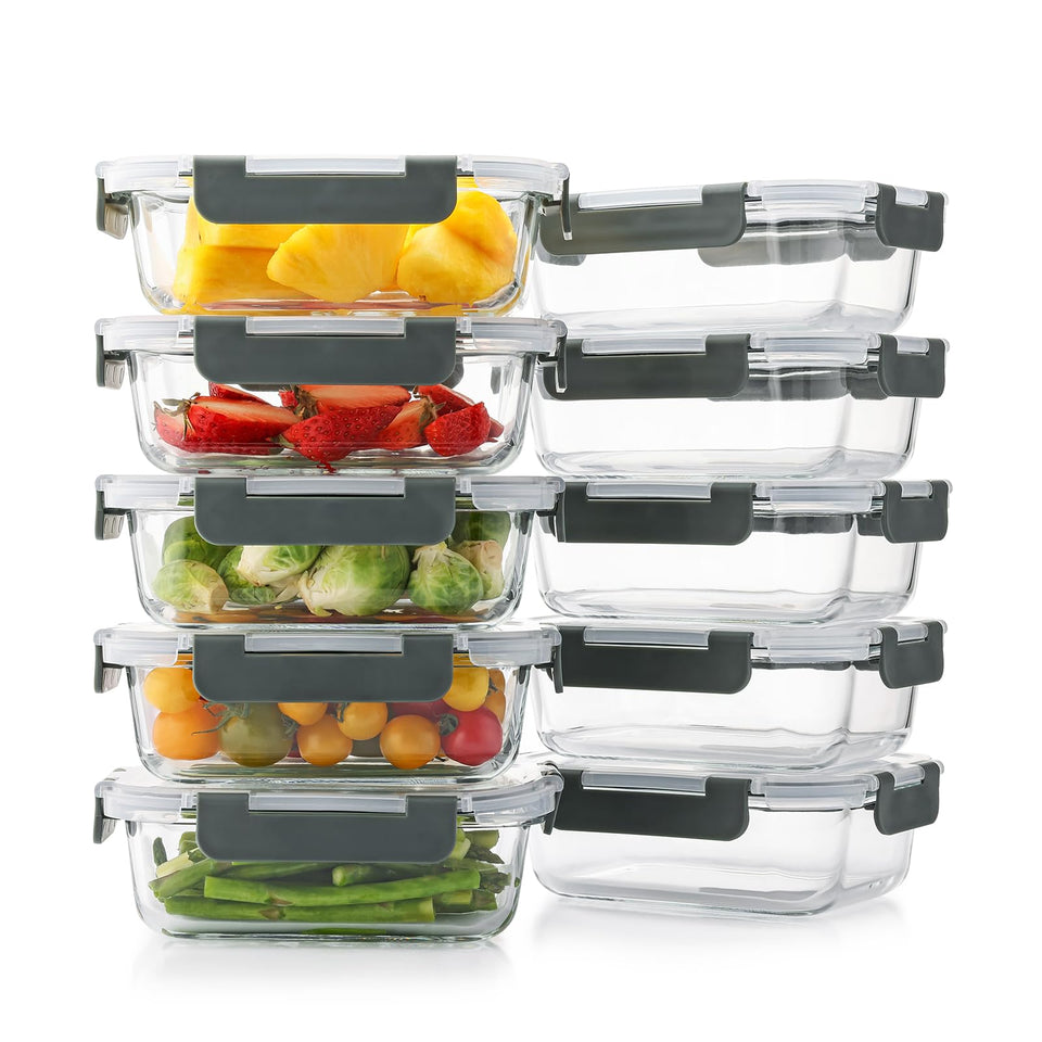 Cuiselect 10-pack glass meal prep container with lid for organized, leak-proof storage