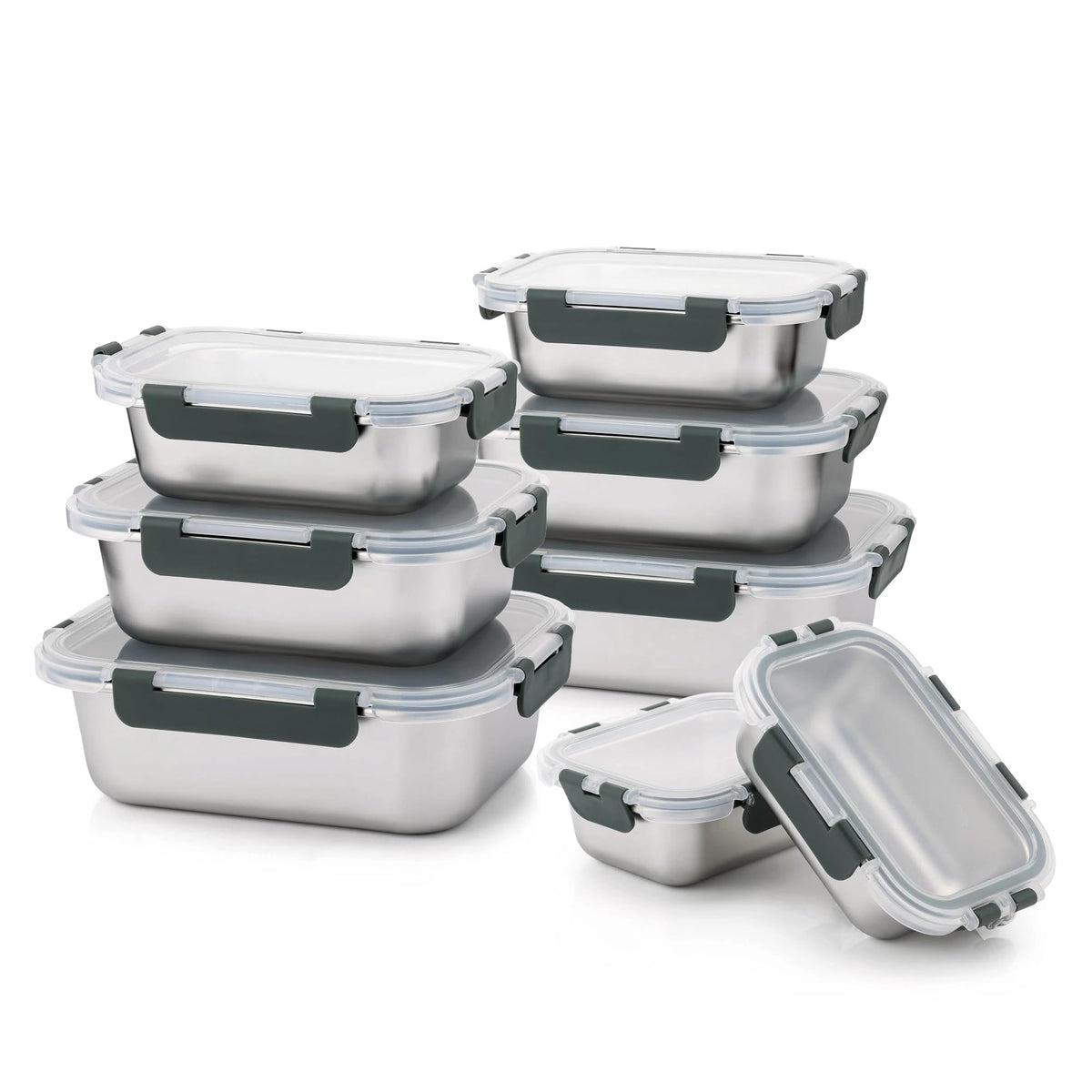 Cuiselect 8-pcs lunch box set in gray for versatile meal prep and organization